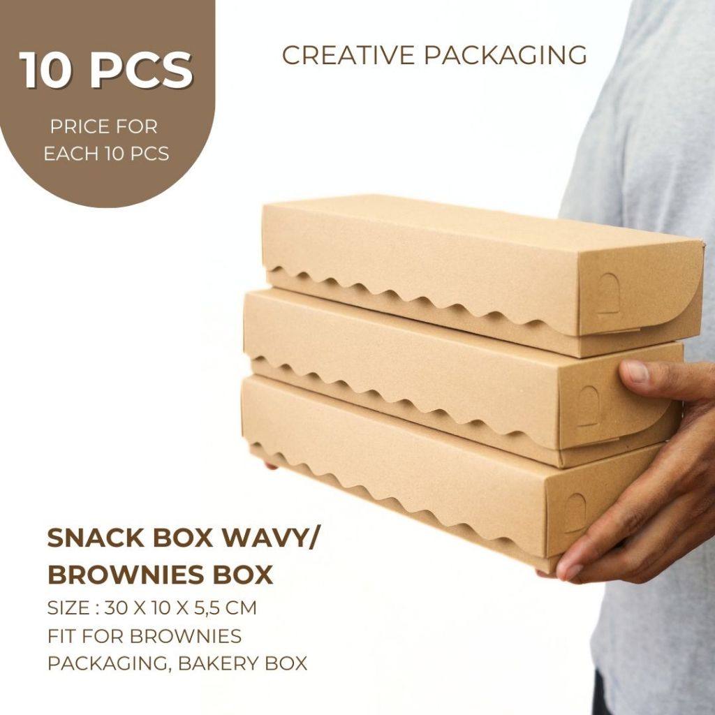 

Creative Packaging - [Price for 10pcs] BROWNIES BOX / PAPERBOX / RICE BOX / BAKERY BOX : 30X10X5,5 cm - KRAFT