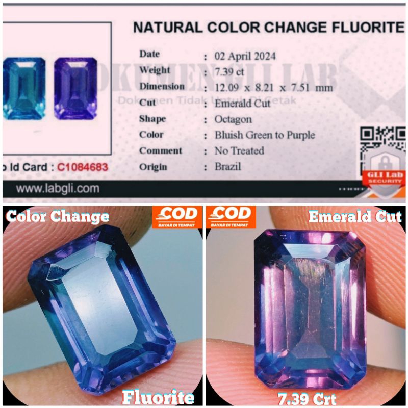 NATURAL COLOR CHANGE FLUORITE (FREE MEMO) 🇧🇷A107