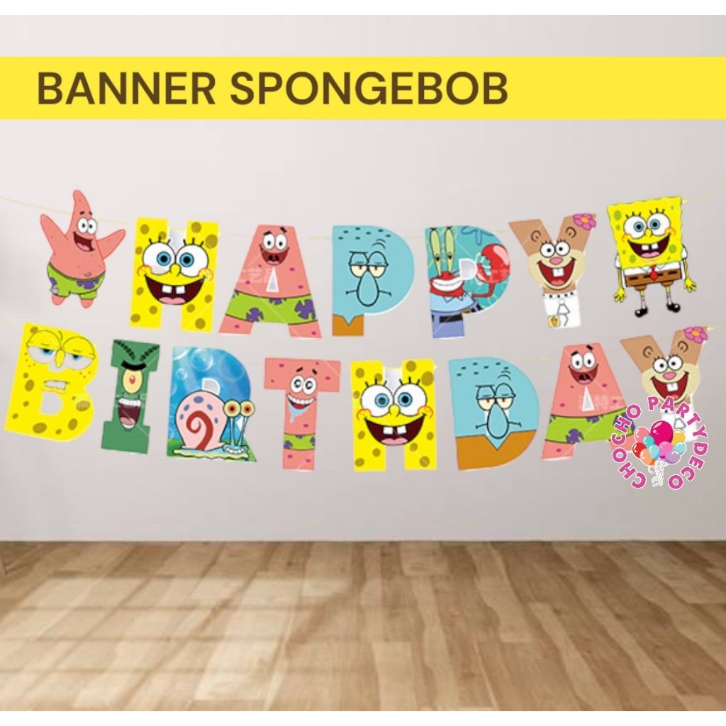 Bunting Flag SPONGEBOB SQUAREPANTS / Banner Ulang Tahun Spongebob SQUAREPANTS Patrick