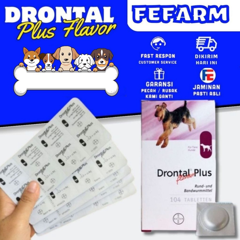 MEGA DRONTAL Anjing Dog Plus Flavour Obat Cacing Ampuh Untuk Anjing Per Butir FEFARM