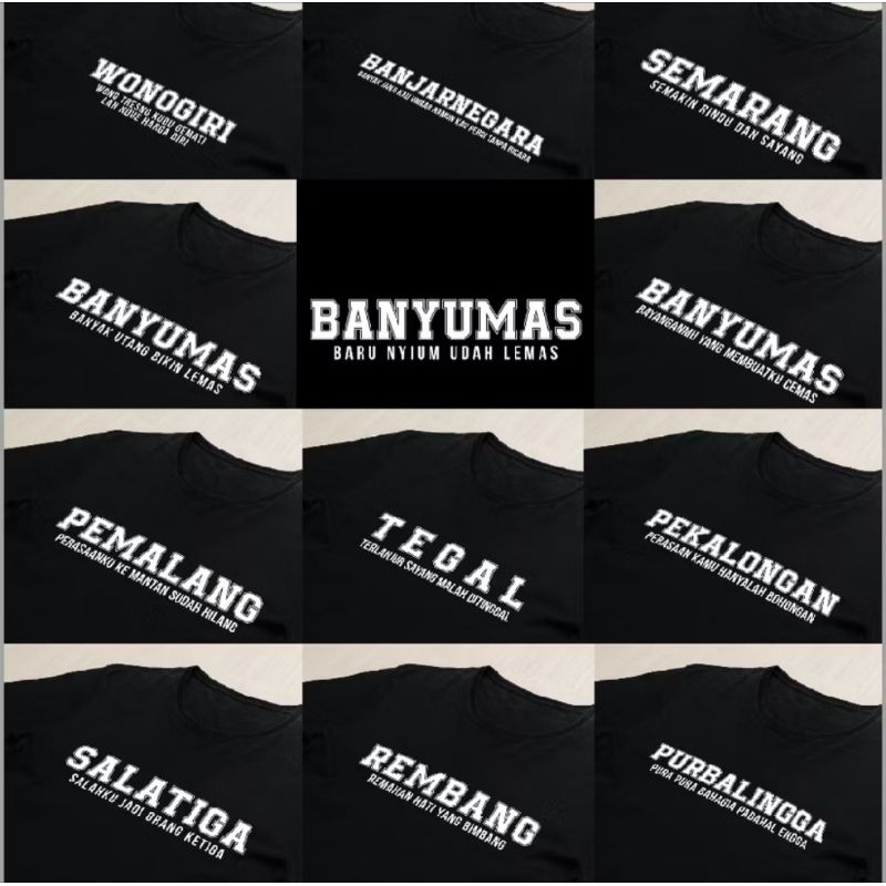 Kaos T-Shirt Kata Kata Kota Jawa Tengah Vol2 T-Shirt Premium ~ FREE STIKER