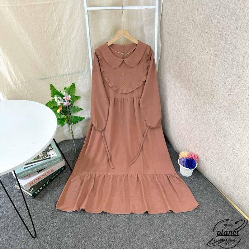 GAMIS ANAK TANGGUNG PEREMPUAN CRINKLE AIRFLOW SD SMP REMAJA BAJU MUSLIM ANAK DRESS SIMPLE GAMIS POLO