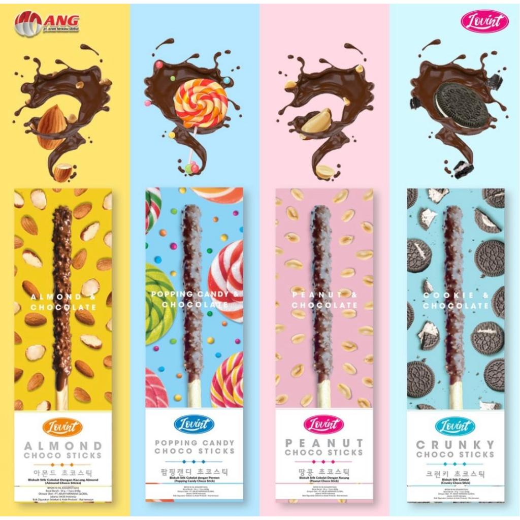 

Lovint Choco Sticks Dengan Varian Topping 54g Biskuit Stik Coklat