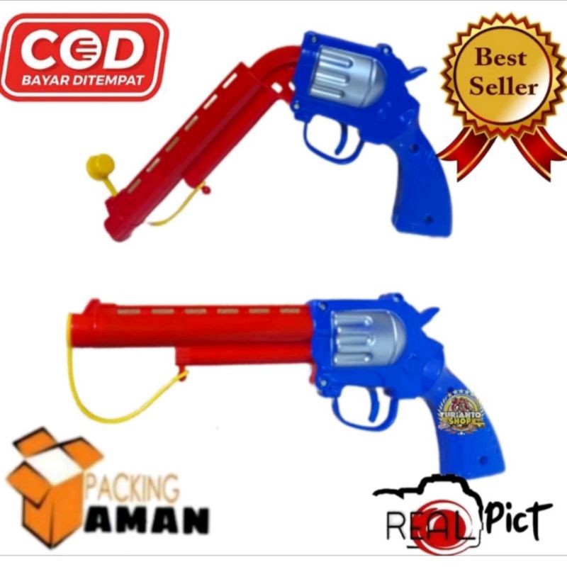 Mainan pop gun tembak tanpa peluru / mainan pistol angin