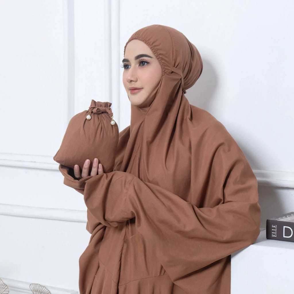 Yuna_jun89 Mukena Dewasa Katun Polos Terusan/Mukena Nadia Terusan Polos Niqob/ Mukena Lajuran katun