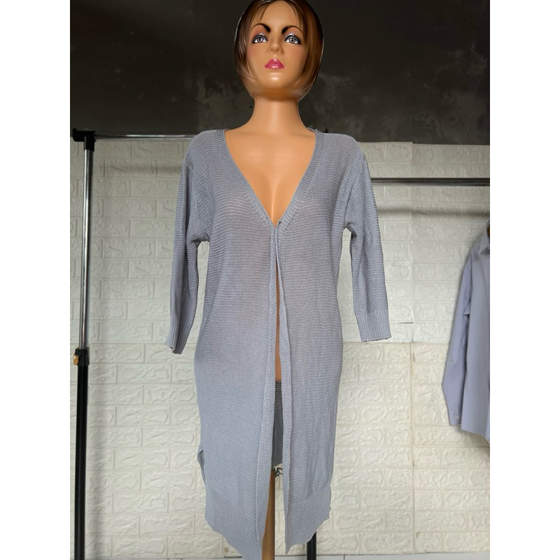 LONG OUTER CARDIGAN BIRU MUDA RAJUT
