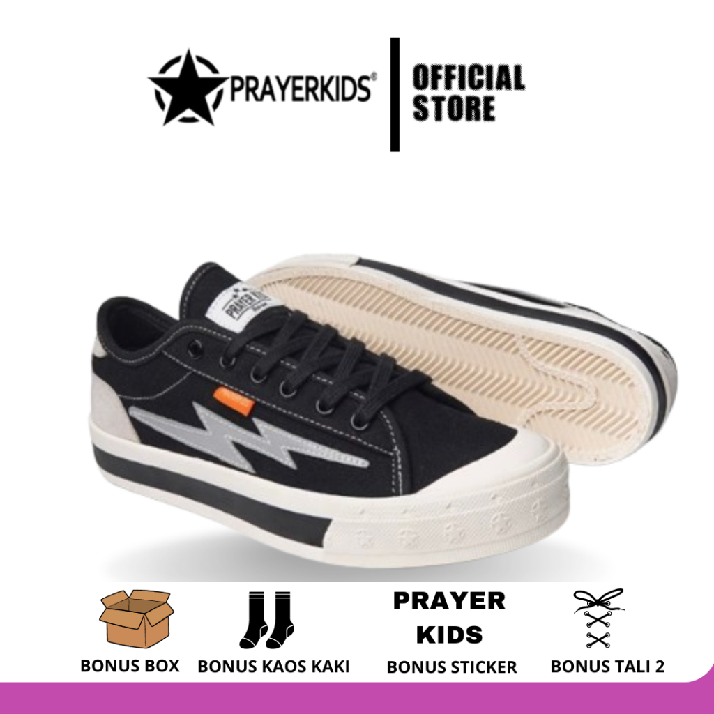 Prayer Kids - Sepatu Unisex Volta Reflective ox Black White Original