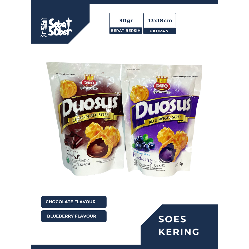 

DUOSUS Bluberry / Chocolate Soes Kue sus Kering Dengan isi Krim Coklat / Blueberry