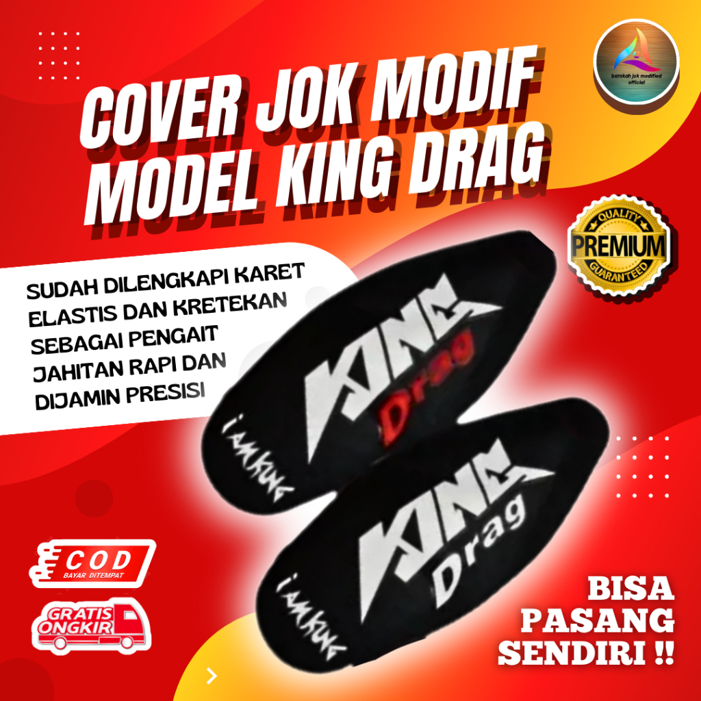 COVER jok  Premium sepeda motor KING DRAG menutupi jok ori tanpa melepas yg asli BISA PASANG SENDIRI