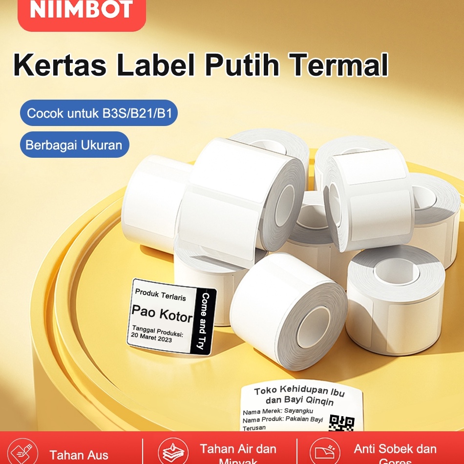 

KODE C6P7 NIIMBOT B21B1B3S Kertas Stiker Label Termal Putih Lebar Pakaian Harga Komoditas Makanan