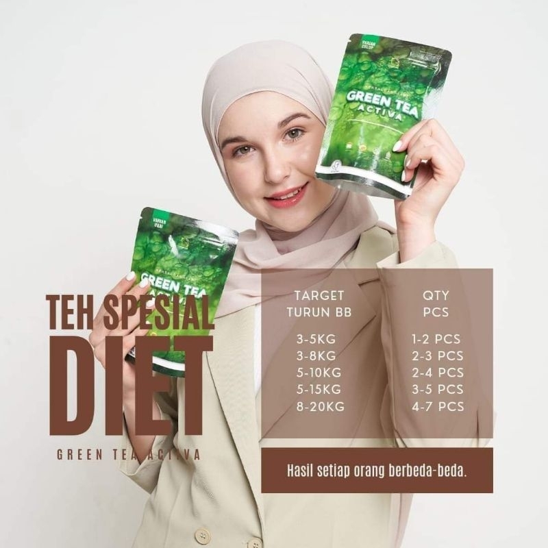 

Teh hijau/teh pelangsing green tea activa celup untuk 14hr