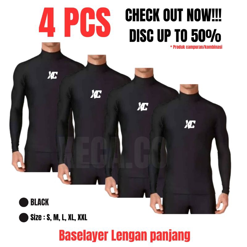 PAKET HEMAT 4PCS MANSET BASELAYER Kaos lengan panjang adem anti bau serap keringat elastis bodyfit n