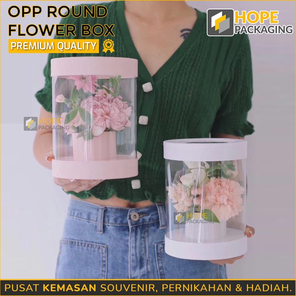 BURUAN SERBU Bloom Box Bulat Mika Transparant 15 x 2 cm2 x 25  Kado Bunga Souvenir Flower Box  Box B