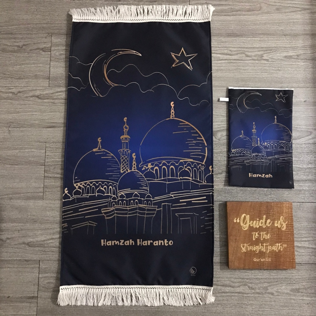 Sajadah Anak Boivo, Lembut dan Nyaman, Free Custom Nama, Lapis Busa  Anti Slip, include Tas -Hand Dr