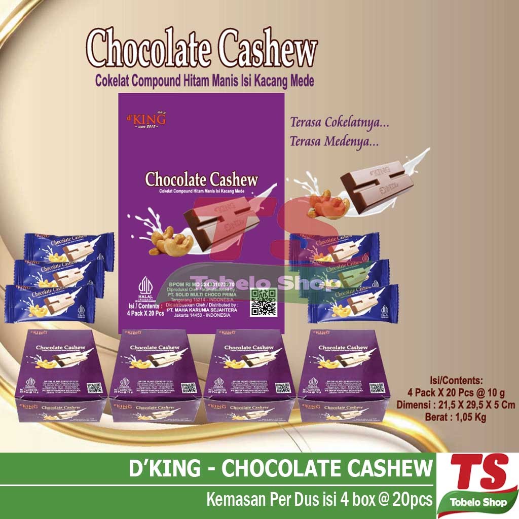 

D'KING COKELAT CASHEW (DUS) isi 80pcs / DKING CHOCOLATE CASHEW / CHOCOLATE CASHEW / D'KING CASHEW