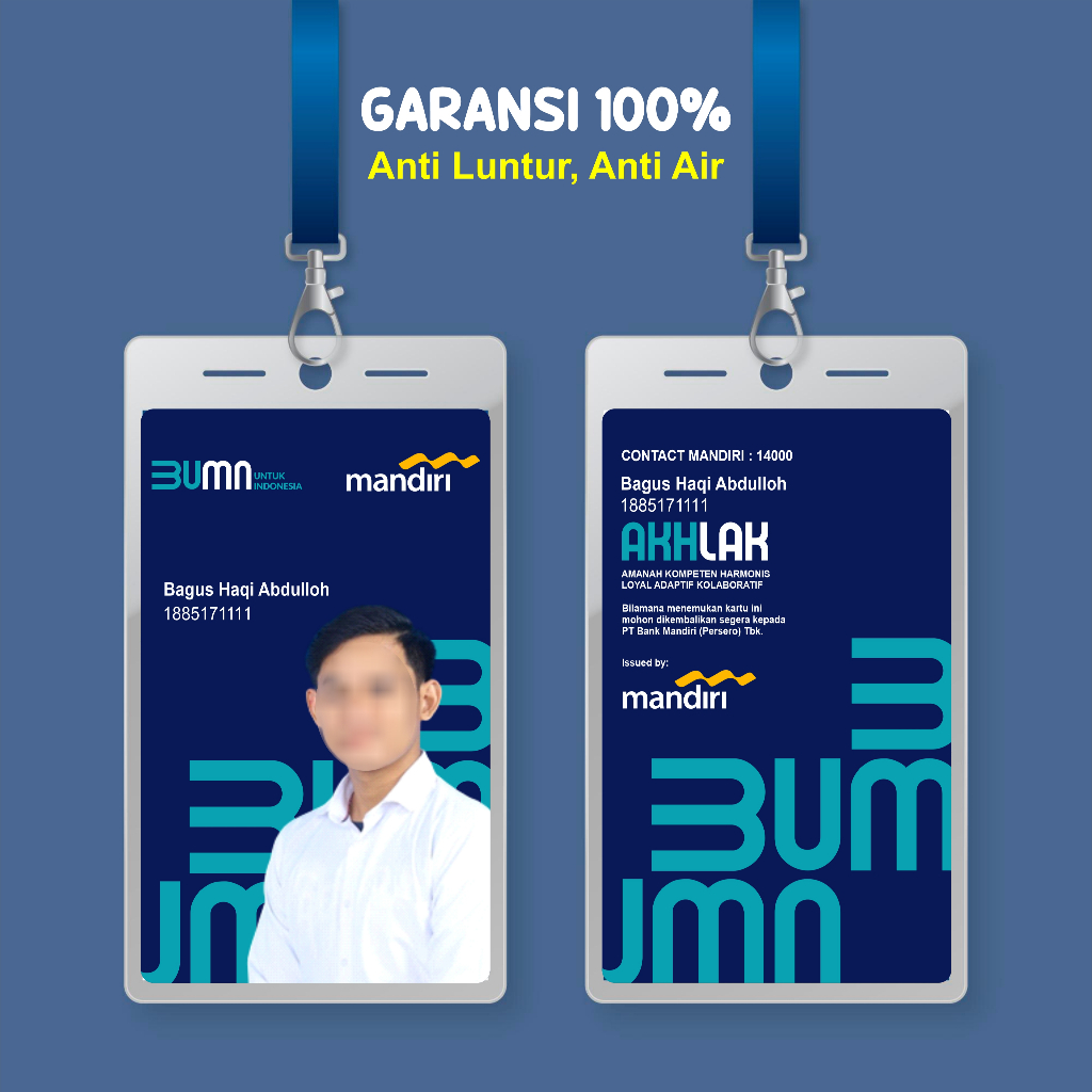 

CUSTOM ID CARD Lanyard BUMN Mandiri Bri Pnm Btn Kai