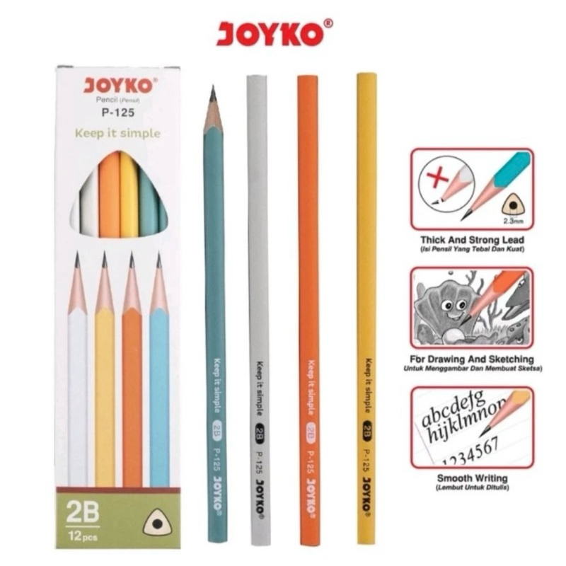 

Joyko pencil P-125/Pensil 2B Asli terbaca komputer murah warna warni putih oranye merah hijau