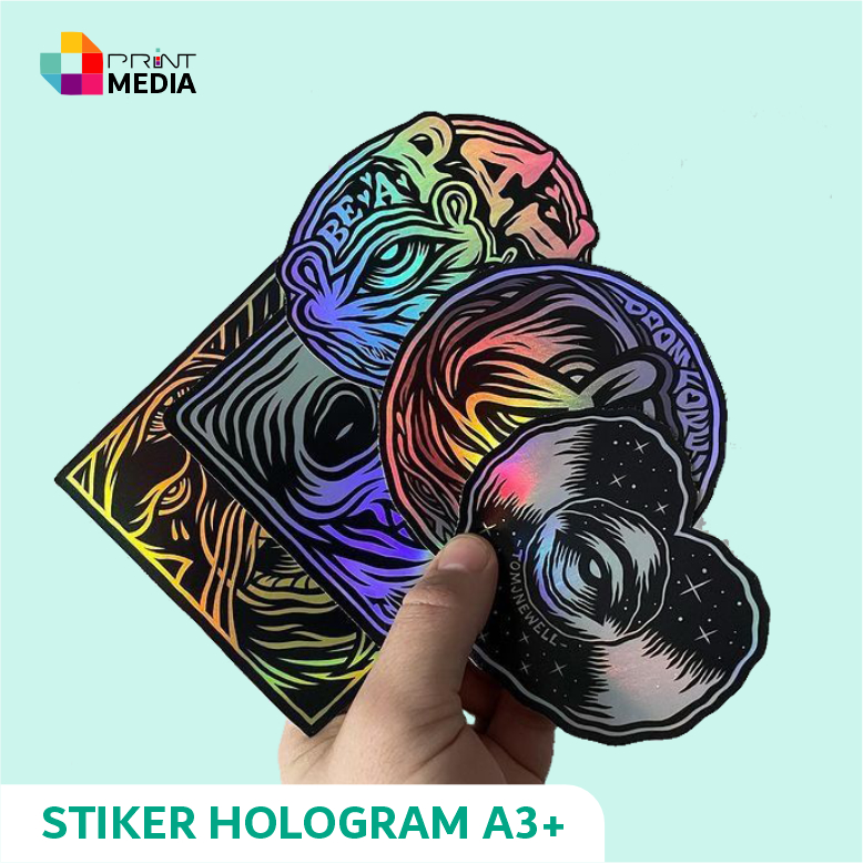 Printmedia - Cetak Stiker Hologram a3 + / Cetak Sticker Hologram / Stiker Rainbow