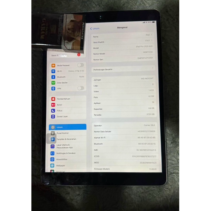 Ipad pro 2017 10.5in 64Gb wifi+cellular