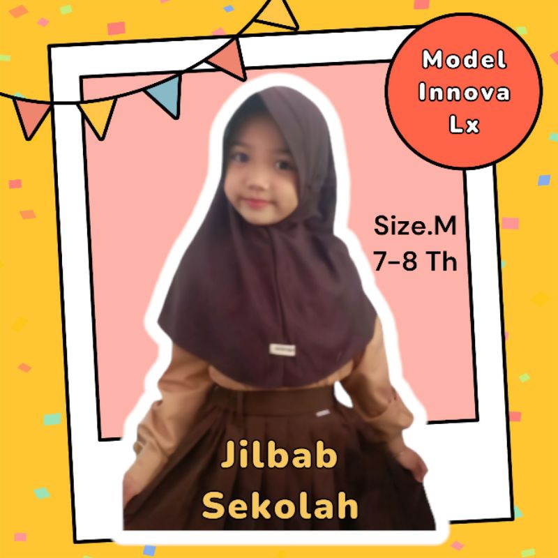 JILBAB SERUT ANAK SEKOLAH PAUD TK SD SMP SMA ( Rabbani kW) Jilbab Sekolah Tali Serut Pita Tertutup