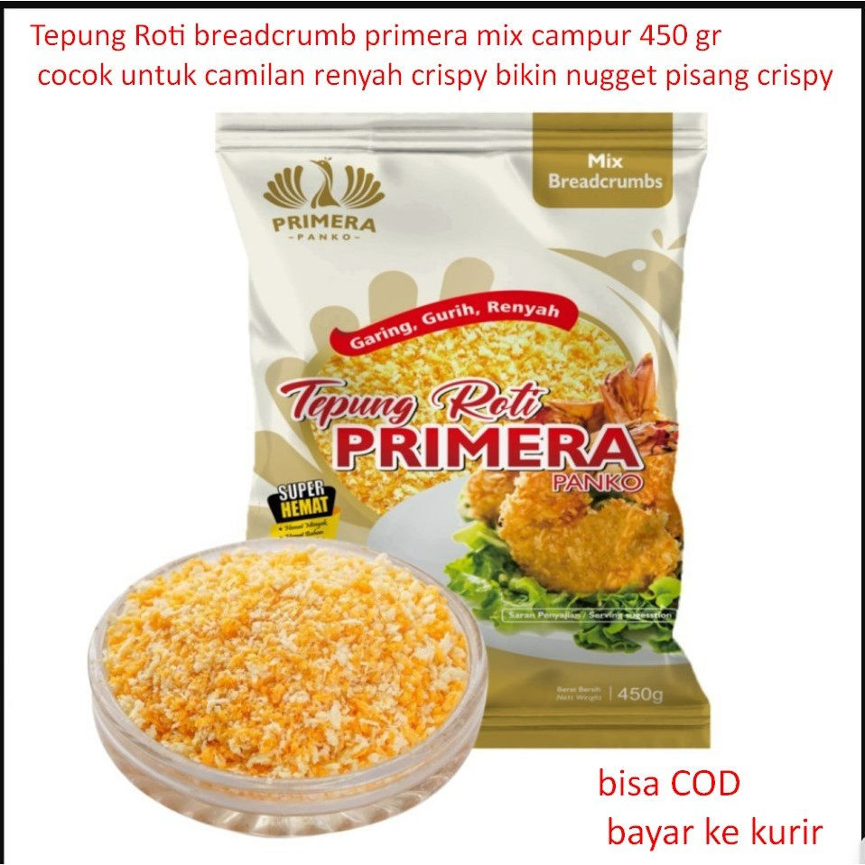 

Tepung Roti breadcrumb primera mix campur cocok untuk camilan renyah crispy bikin nugget pisang crispy