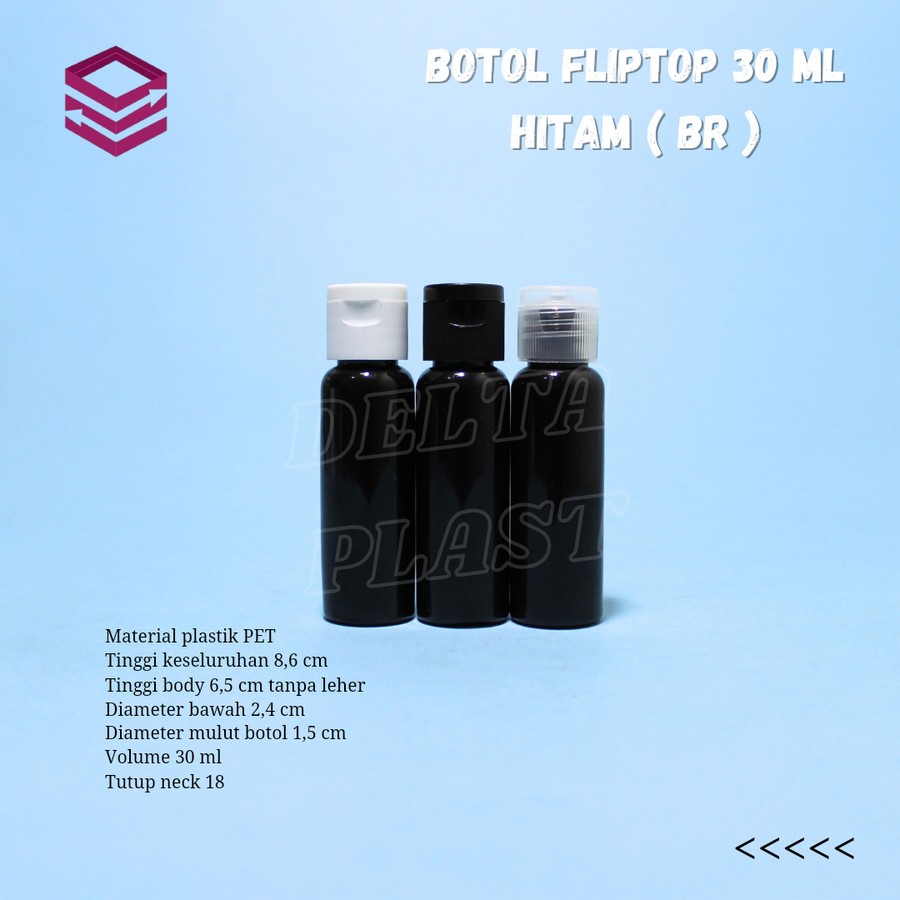Botol fliptop 30ml hitam / Botol fliptop 30ml