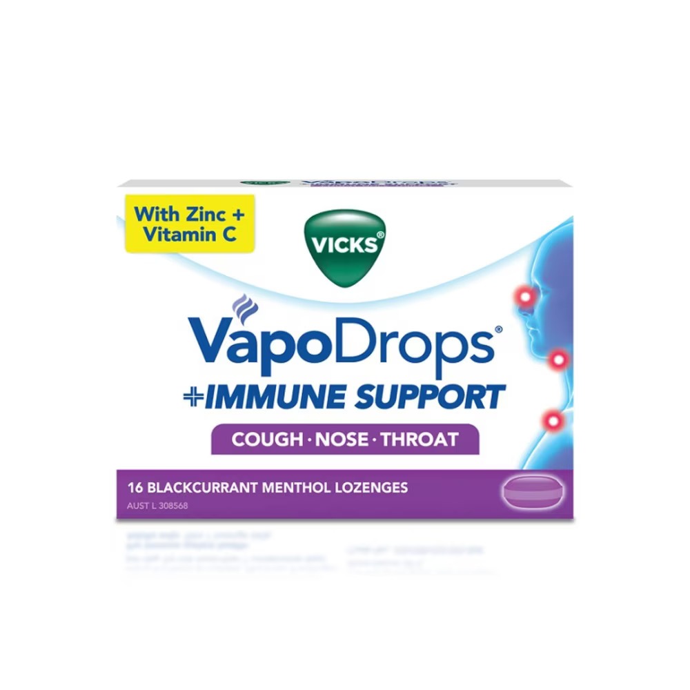 

VICKS VapoDrops +Immune Support Lozenges Blackcurrant & Orange Menthol 16 Lozenges