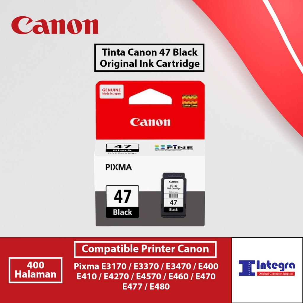 Tinta Canon 47 Black Original Tinta Printer Canon E410