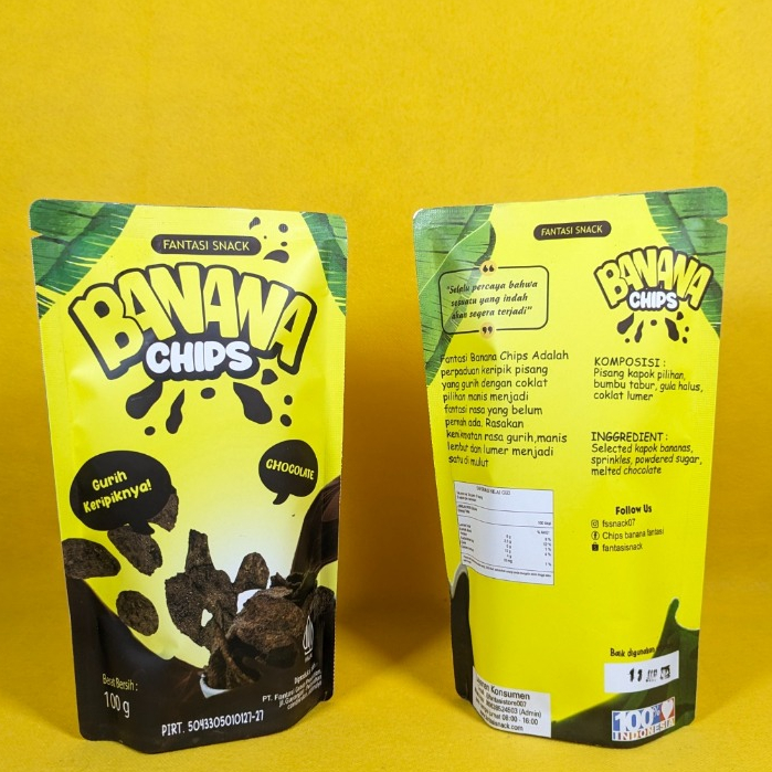 

Keripik pisang Cokelat cemilan manis renyah kekinian