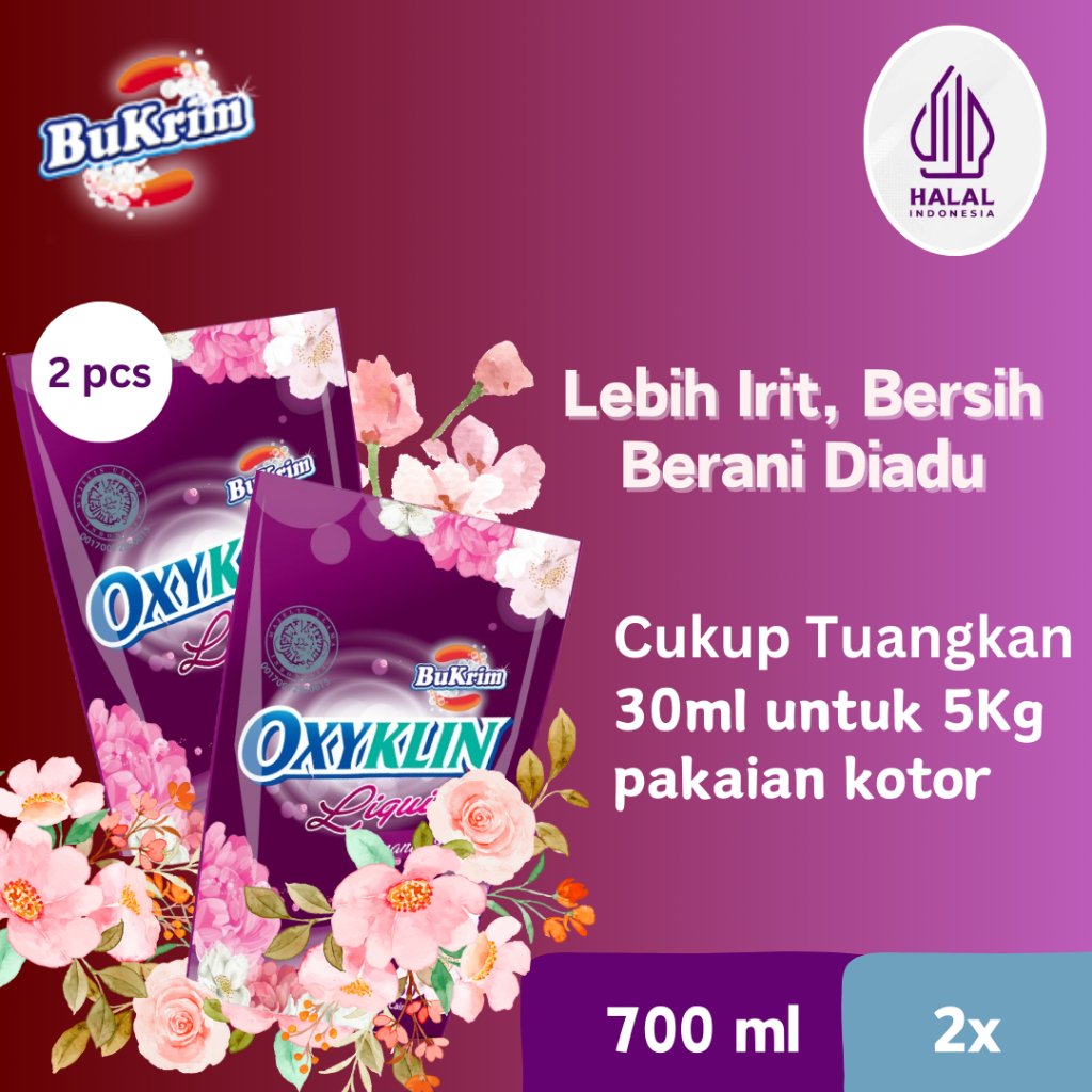 Ay00! [TWINPACK] Sabun Detergent Cair BuKrim Oxyklin Romantic 700ml