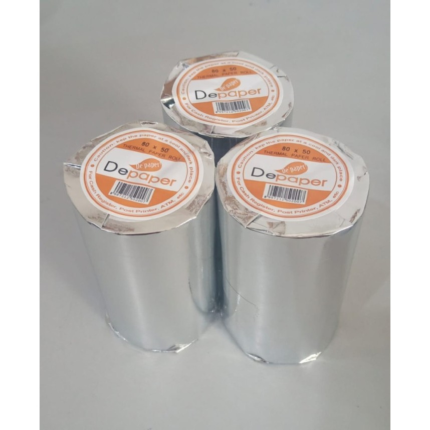 

KERTAS THERMAL STRUK 80X50 PRINTER KASIR KERTAS STRUK KASIR ISI 5 ROLL HIGH QUALITY