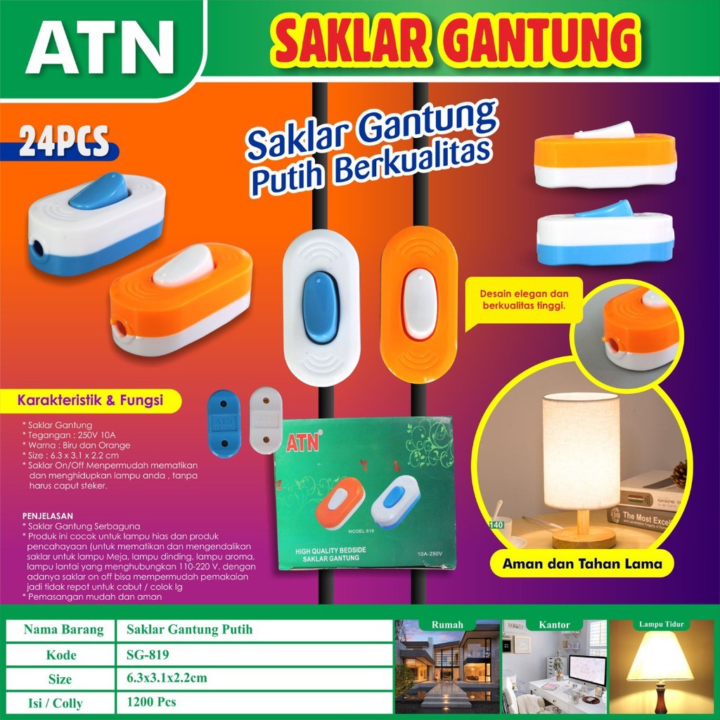 ATN Saklar Gantung Oval Jumbo Besar Saklar On Off A-819