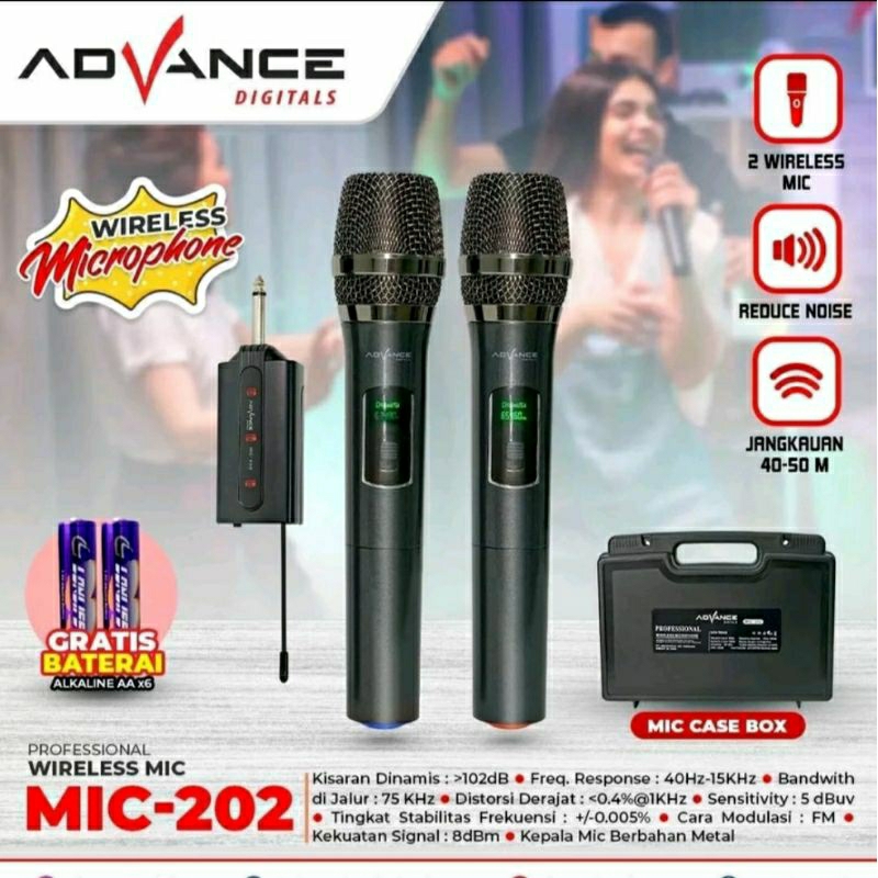 Mic Wireless Advance 202 Microphone Wireless Advance 202