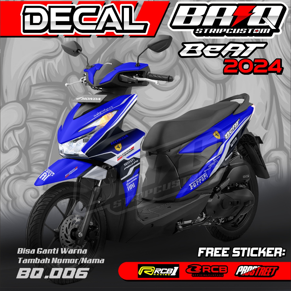 BQ.006 TERBARU DECAL BEAT ALL NEW 2024 - DECAL BEAT 2024 ALL NEW MOTIF FERRARI