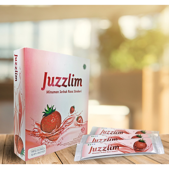 JUZZLIM Minuman Serbuk Rasa Stroberi 1Box Isi 10 Sachet – Detox Usus & Bantu Kecilkan Perut Buncit