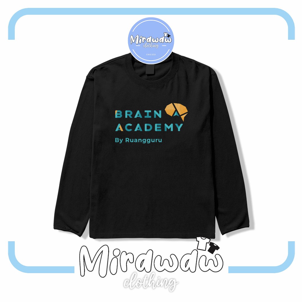 Kaos Brain Academy by Ruangguru Logo Lengan Panjang Baju Distro