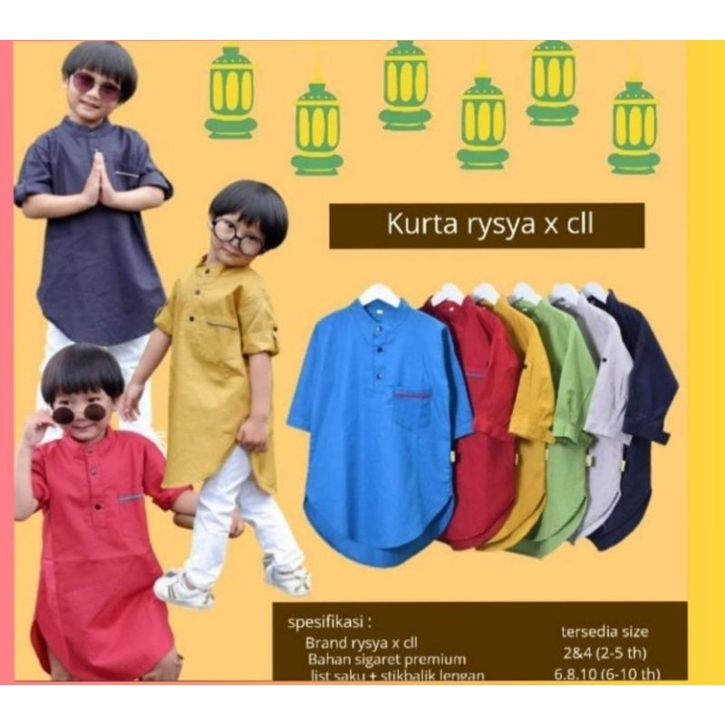 Baju Koko Turki kurta Rysya kids bahan cigaret premium