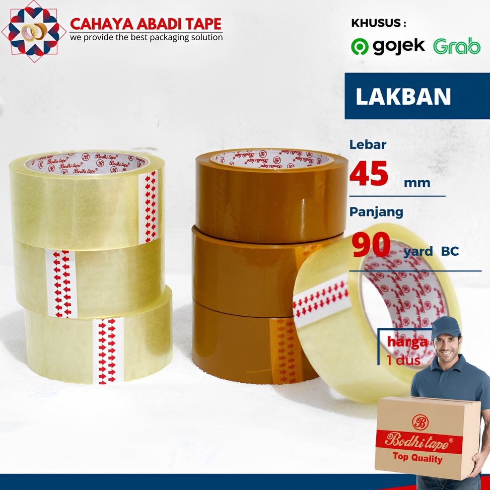 

LAKBAN BENING COKLAT BODHI TAPE TERMURAH PER DUS 45 MM X 9YARD BC KODE I9K6