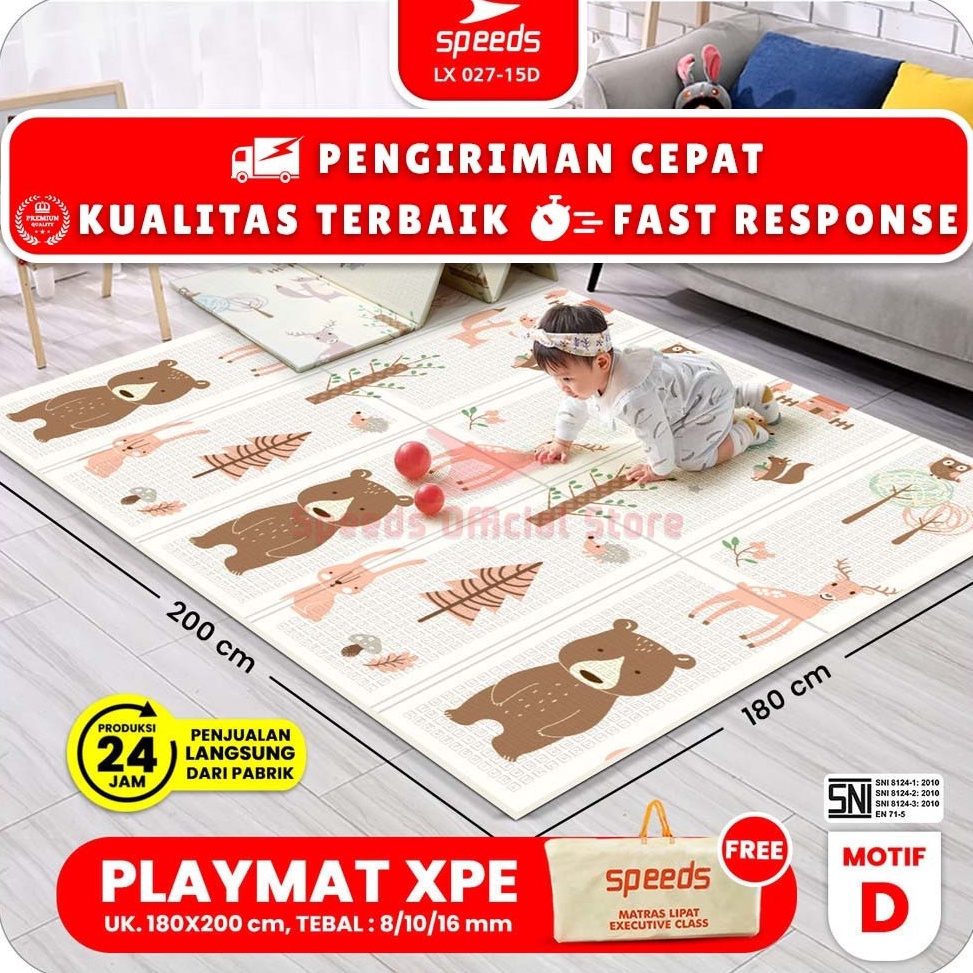 KODE W44W SNI SPEEDS Free tas Playmat Bayi 2x18cm Tebal XPE Matras Anak Playmate Babyalas lantai bay