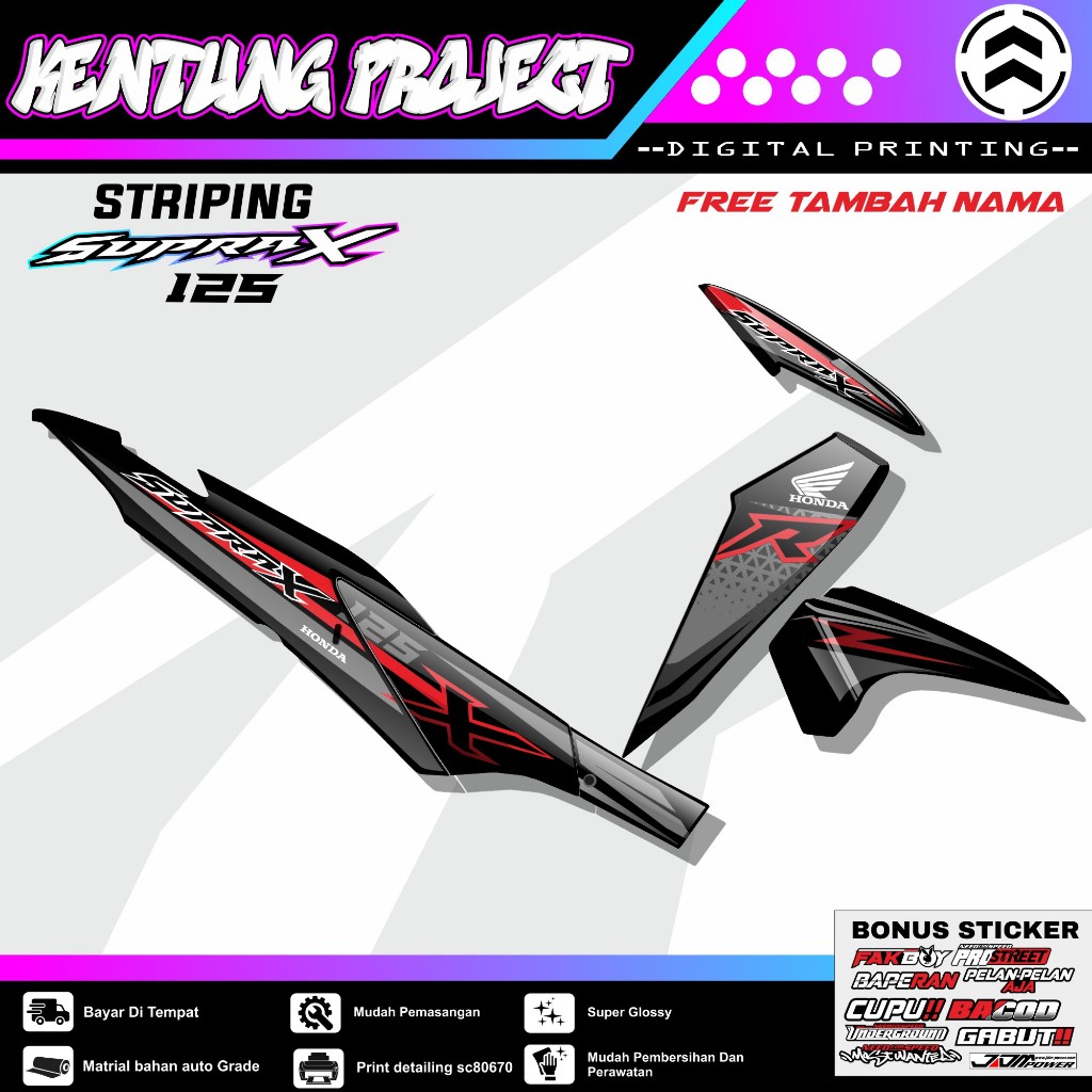 STRIPING SUPRA X 125 - STICKER STRIPING VARIASI SUPRA X 125 2007-2013