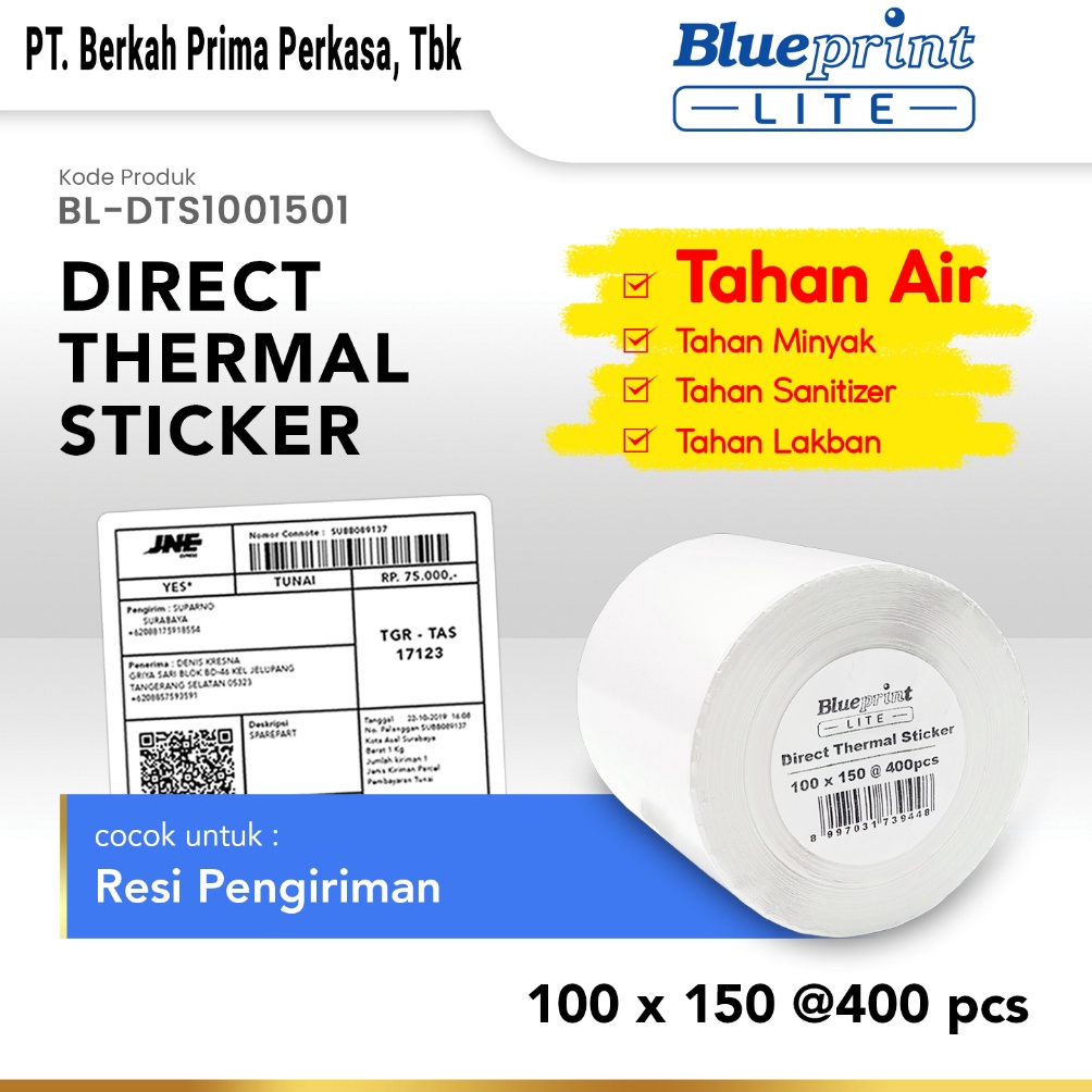 

Direct Thermal Sticker 1 x 15 Stiker Label Resi BLUEPRINT Lite 1x15 mm Isi 4pcs KODE J1W5