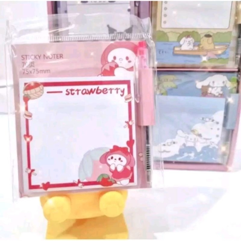 

Sticky Notes + Pulpen Motif Sanrio/ PenandaHalaman/ Memo Pad + Pen Isi 70Lembar Sanrio