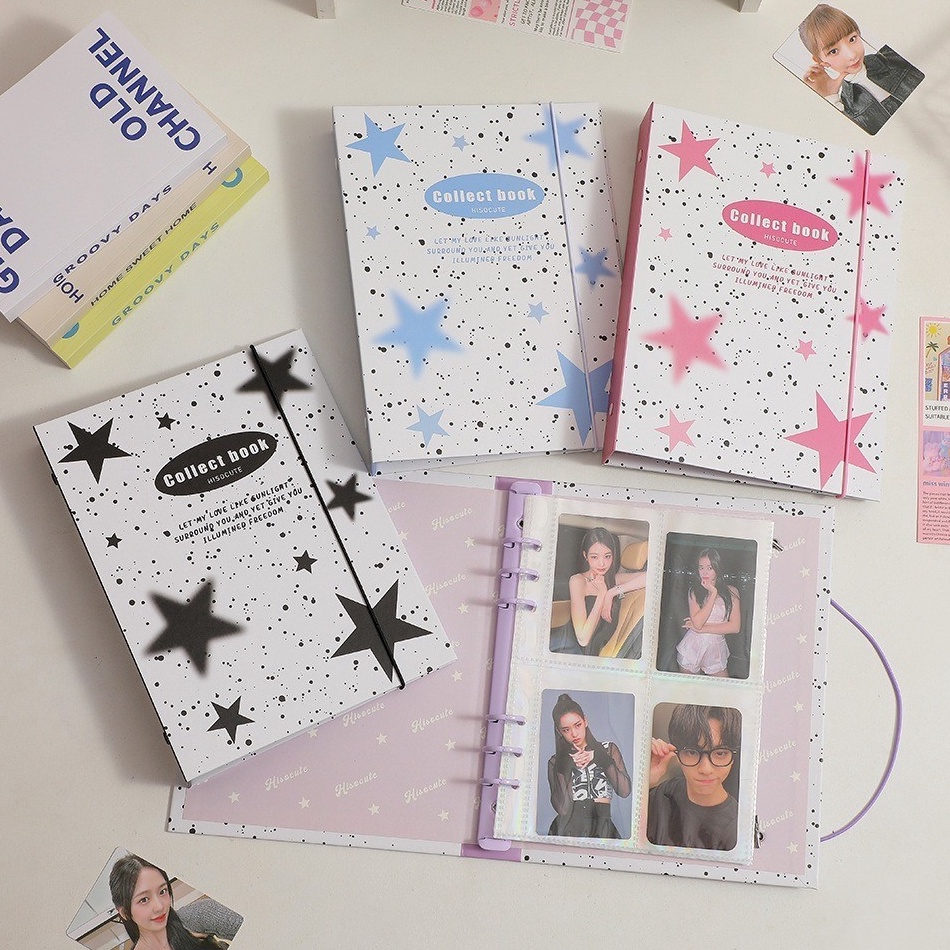 

KODE X7O Cover Binder A5 6 Rings Stars Composition Y2K Album Kpop Hard Cover Karton A5 6 Rings