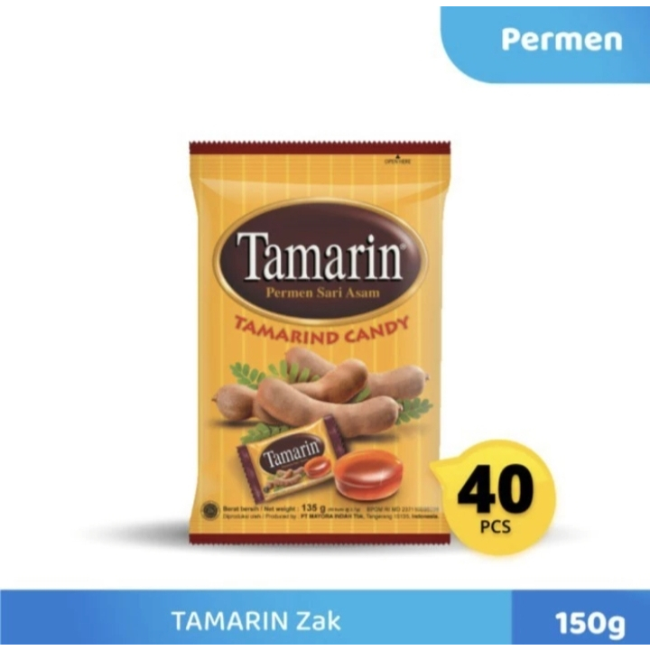 

Permen Tamarin / permen rasa asem jawa 135 gram( 1 sak isi 40 butir)