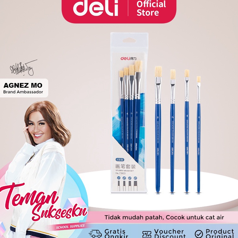 

KODE K2B5 Deli Paint Brush Kuas Lukis Kuas Cat Air Isi 6pcs 73922 73923