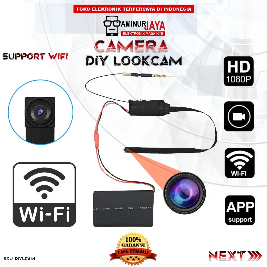 Spy Camera Mini Diy Module Pin Hole Button Lens Wifi Lookcam app 1080p HD Video Audio Voice Recorder
