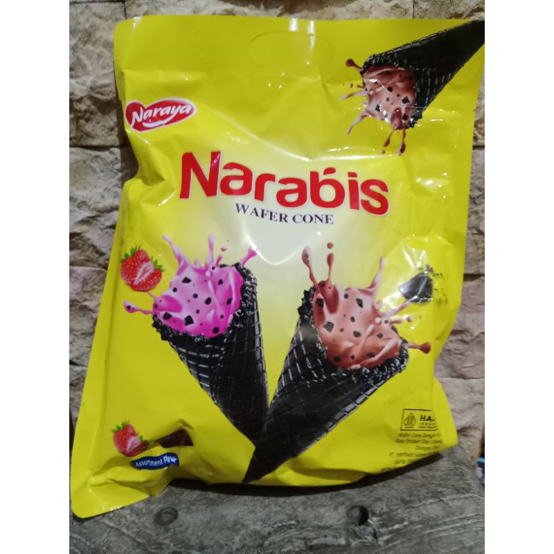 

NARABIS WAFER CONE ASSORTMENT FLAVOR/ MIX Wafer Cone Coklat dan Stroberi ( HALAL) 220 gram.