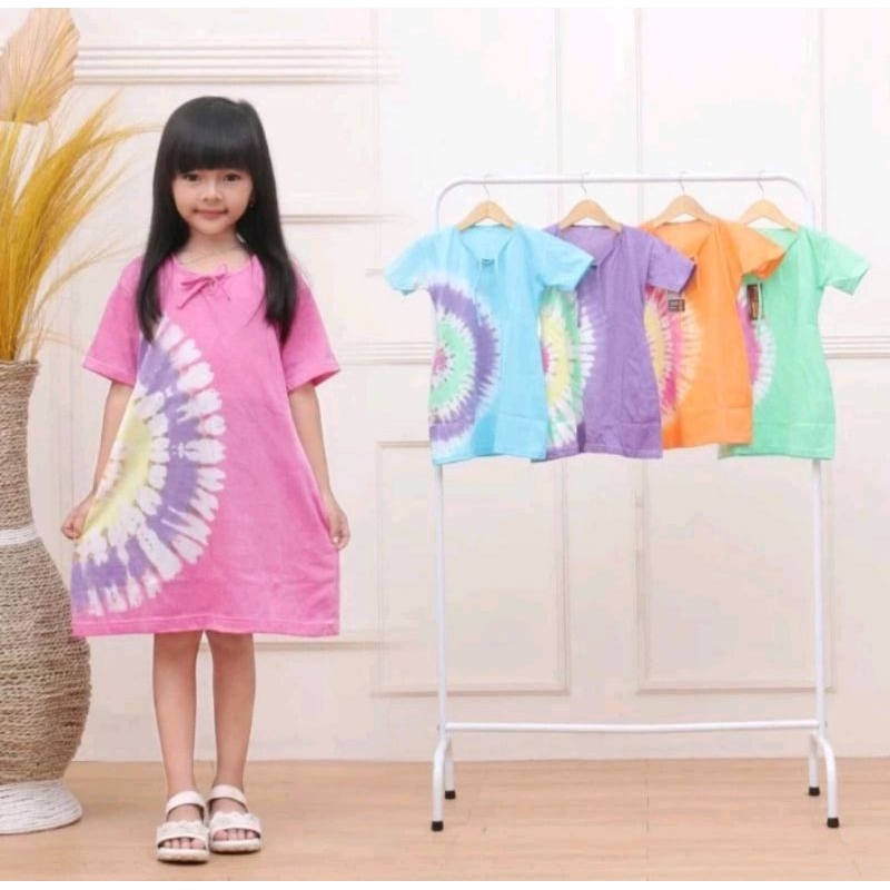 Daster kaos Pelangi Anak Perempuan Usia 1-8Tahun Dress Anak Murah