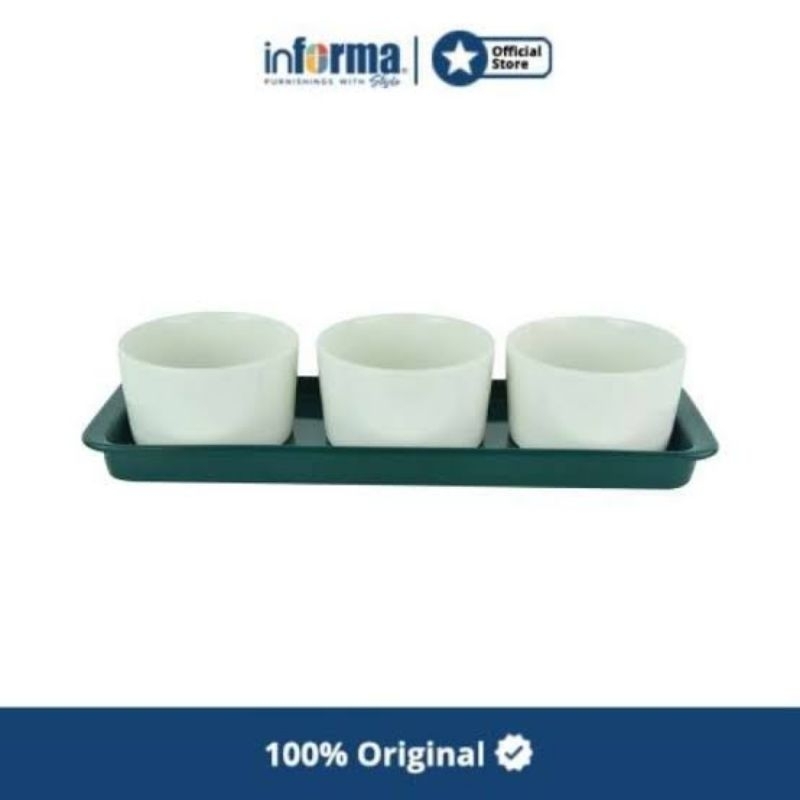 APPETITE (set of 4) Porcelain Ceramic Serving Bowl set with Tray Mangkok Saji Keramik Set dengan Nam