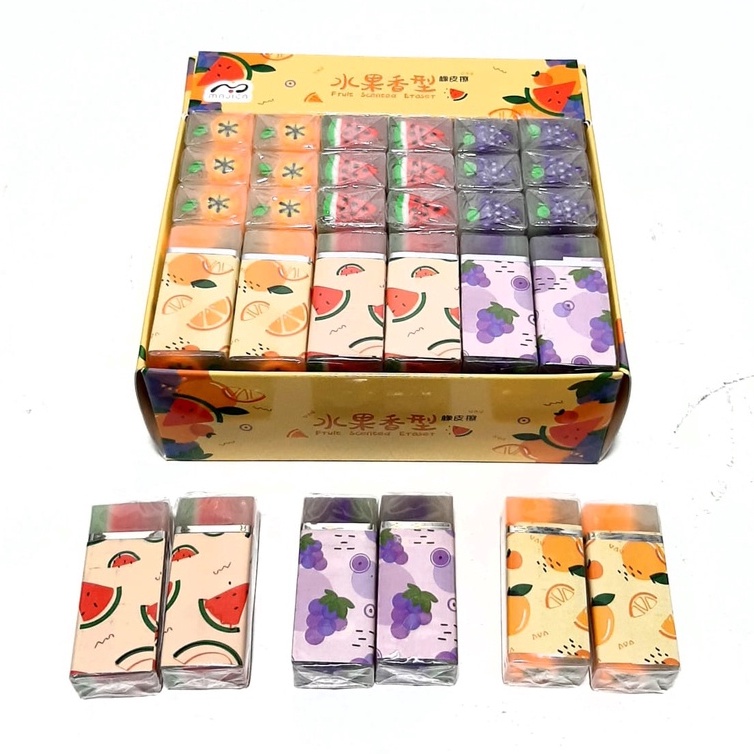 

KODE M1L8 Harga Grosir 1kotak 36pcs Penghapus Eraser Karakter Bola Dan Buah Ukuran Besar
